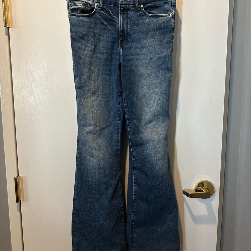 Good American Dark Blue Flare Jeans